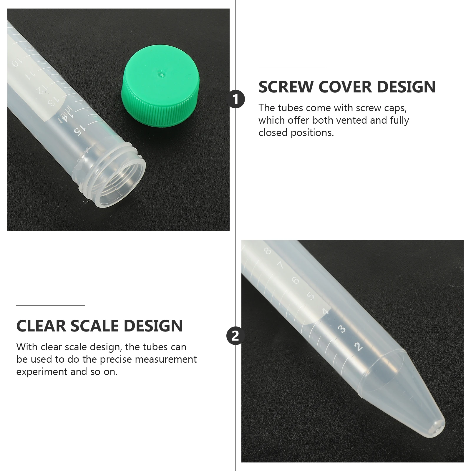 

50pcs 15Ml Tubes High Quality Plastic Transparent Laboratory Test Experiment Screw Cap Scale Precision Measurement