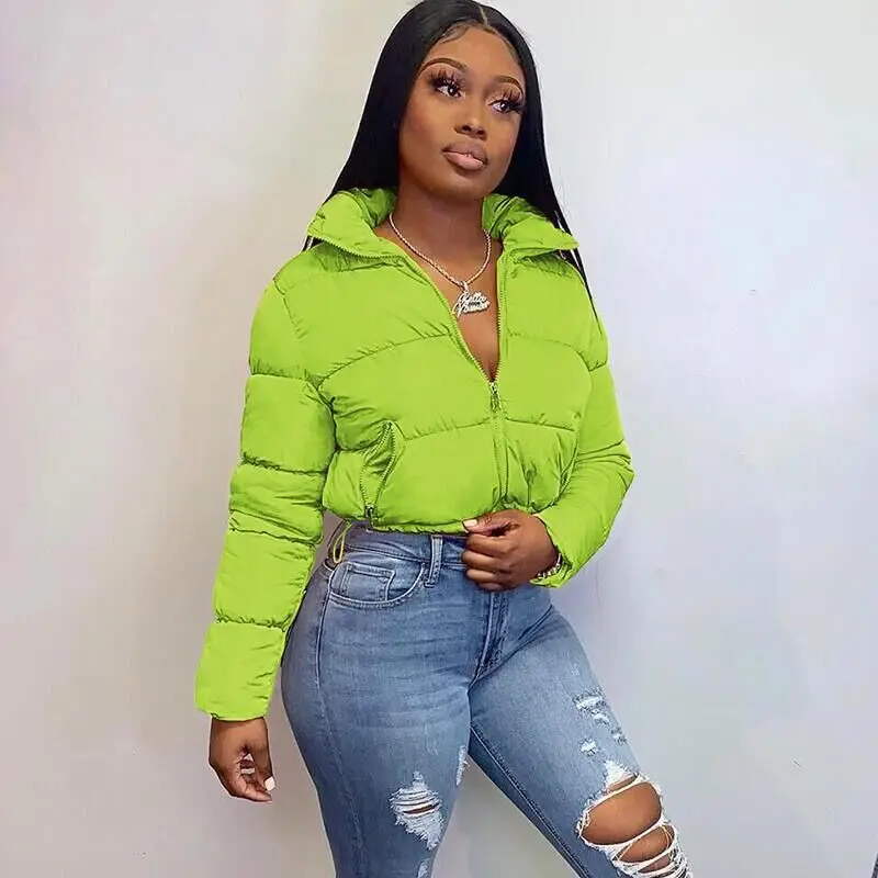 Women's Autumn Winter Cotton Coat Tops Jacket Cardigan Long Sleeve Standing Collar Thickened Warm Leisure Versatile Slim Vintage