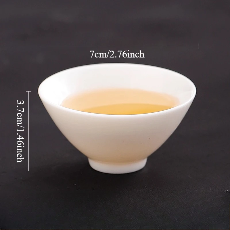 1pcs Dehua White Porcelain Kung Fu Tea Cup Sheep Fat Jade Bucket Hat Cup Household Ceramic Tea Cup Chinese Style Tea Cups