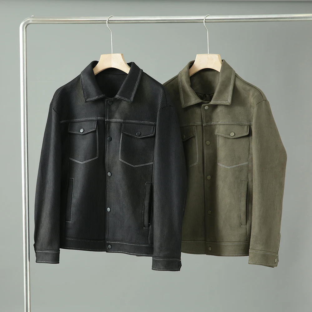 

Suede Jaet Men's Faion Motorcycle Collar Casual Workwear Jaet High-End Texture Autumn Season Youth Outerwear