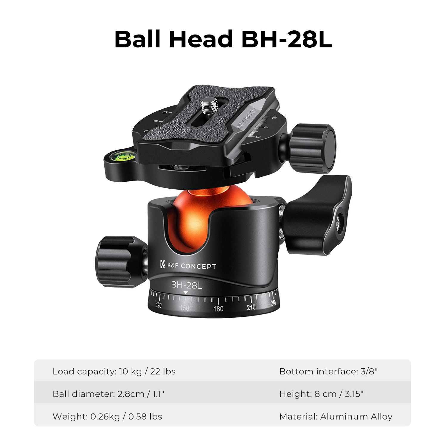 K&F CONCEPT 67インチ/1.7m アルミニウムビデオカメラ三脚 横方向センターコラム 22ポンド/10kg 耐荷重 キヤノン ニコン ソニー DSLR用