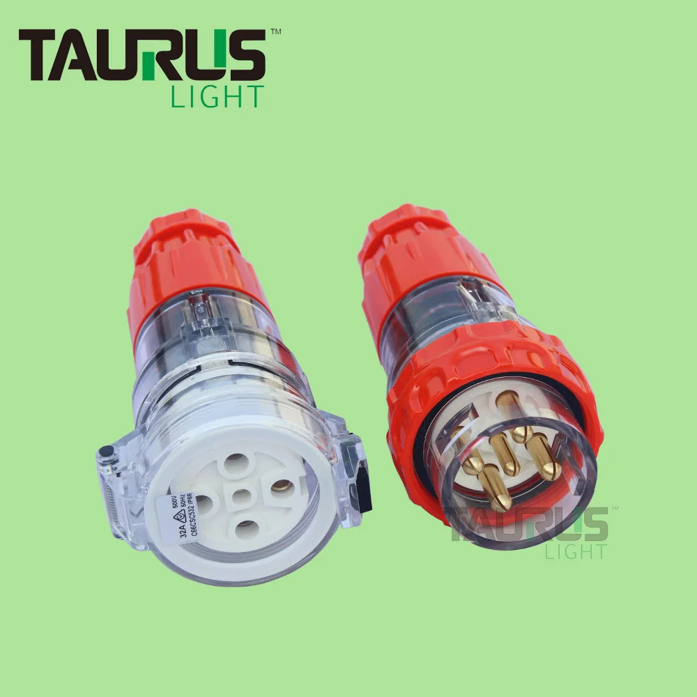 

AU IP66 Waterproof 500V 5Pin 32A Industrial Socket Plug Male and Female Socket With Plastic Covers for Power Distribution Box