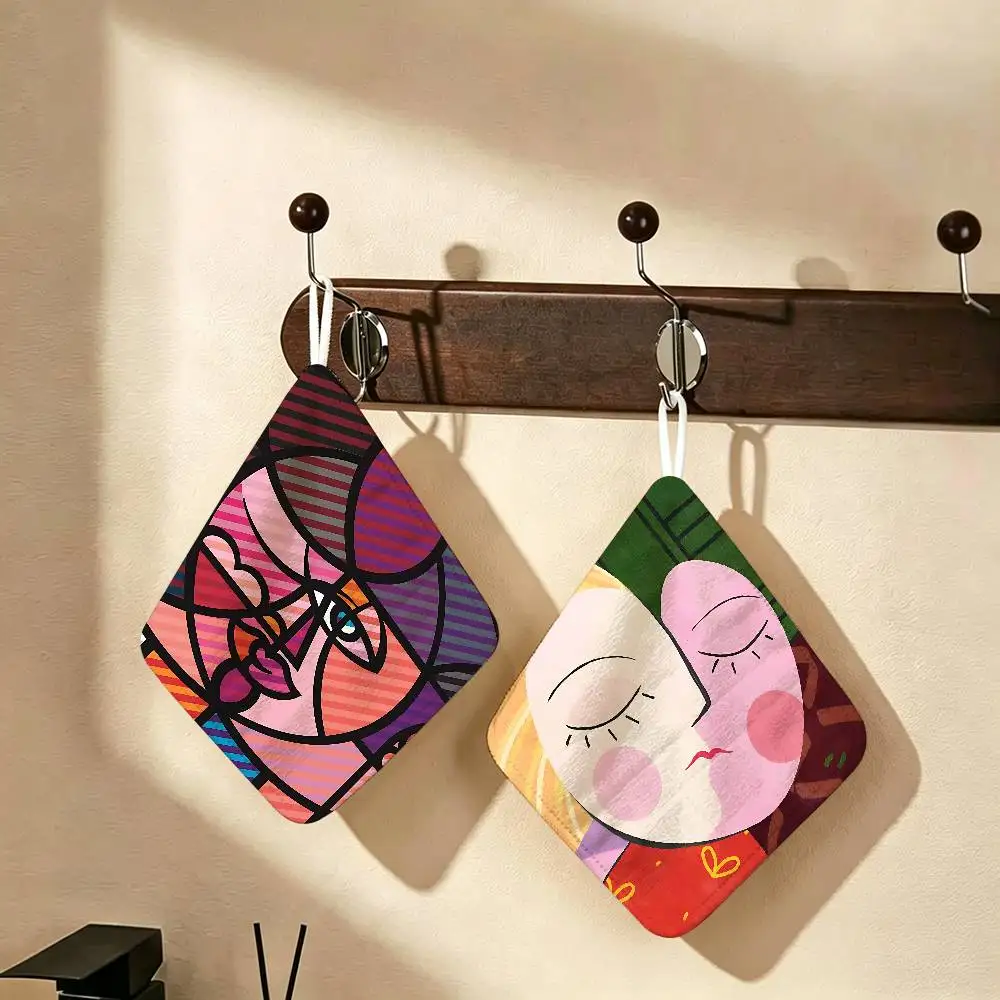 P-Picasso Household Hanging Towel, Polyester Cotton Hand Wiping Towel, Sturdy for Bathroom Bedroom