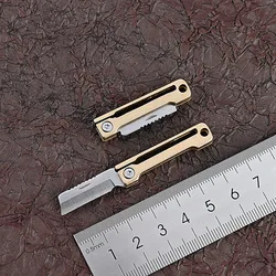 2022 Brass Mini Folding Knife Keychain EDC Pocket Knives Utility Portable Courier Unboxing Knife Outdoor Survival Tools