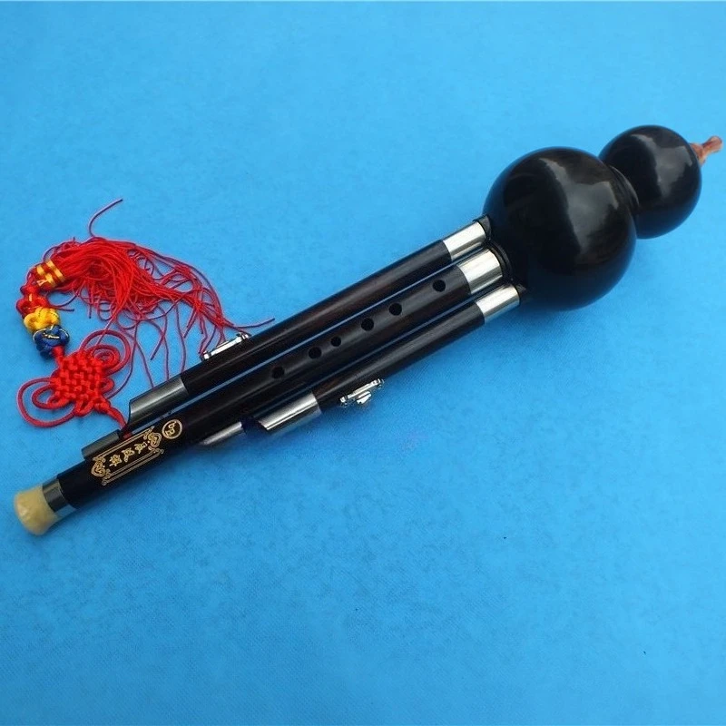 Hulusi Ebony Blackwood 3 Tone Detachable B Key, Traditional Chinese Musical Instrument, Portable Wind Pipe, Folk Flute