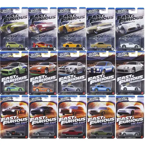 Hot Wheels Cars Fast & Furious HNR88-E F G H J TOYOTA SUPRA NISSAN SKYLINE GTR(BNR34) Diecast Vehicle Model Cars Toys Boys Gift