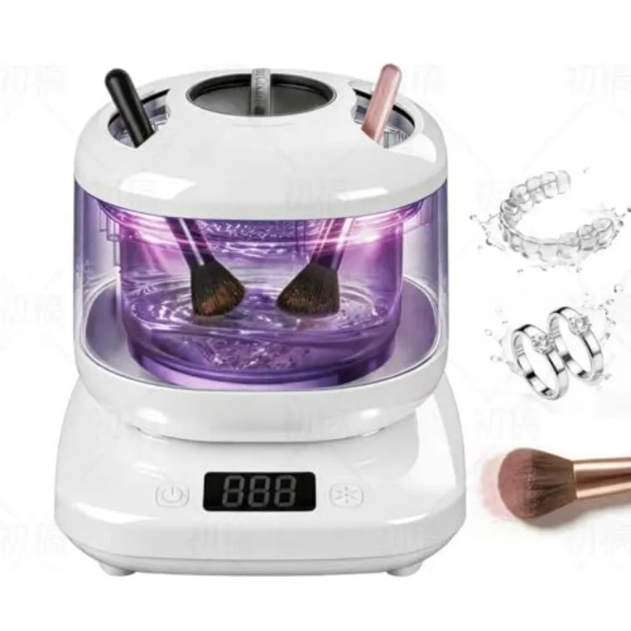 

Ultrasonic Makeup Brush Cleaner Electric Machine with U-V, Automatic Cosmetic Brushs Washer Portable Deep Cleaning for Beauty M