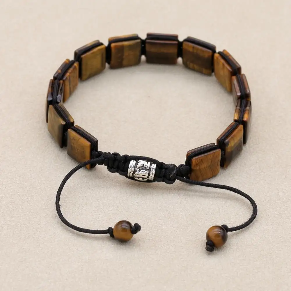 Natural Tiger\'s Eye Stone Braided Bracelets & Bangles Punk Man Women Friendship Chakra Charm Bracelet Couple Jewelry Gifts