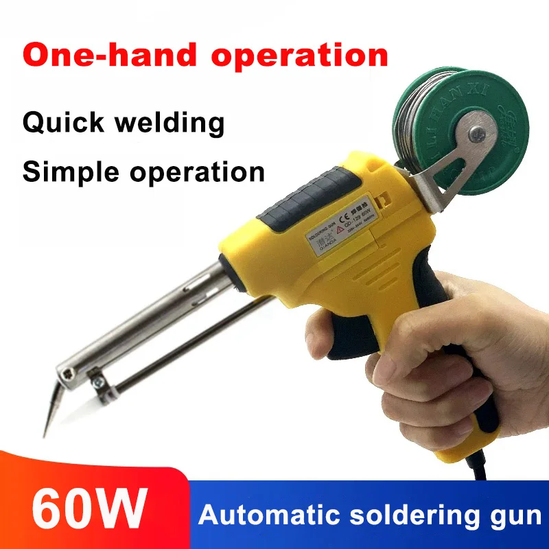 Thermostatic Manual Soldering Gun External Heat Type with Automatic Tin Feeding Electric Welding Iron Tool for Precision Solder