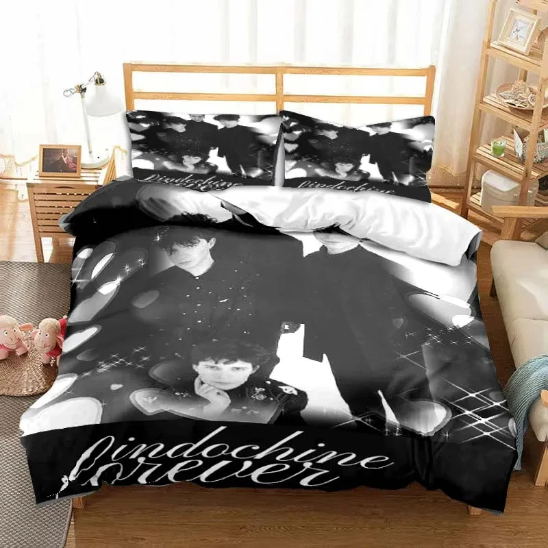 3D Print Indochine Rock Logo Bedding Set Double Twin King Duvet Cover Comforter Pillowcase Boys Girls Adults Bedroom