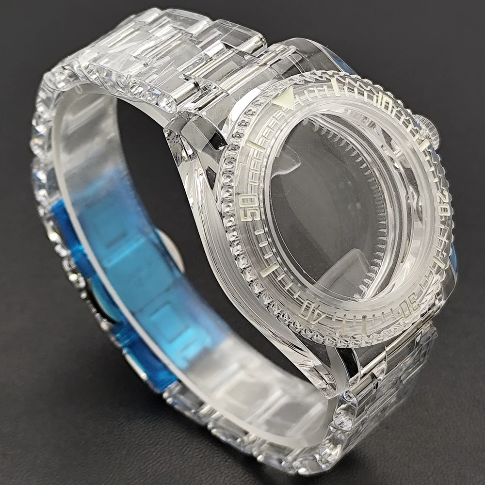 NH35 GMT 40,5mm Uhrengehäuse Herren Transparentes Gehäuse Passend für NH34 NH35 NH38 Uhrwerk Uhrenbox 20mm Uhrenarmband Uhrenzubehör – Detail 3