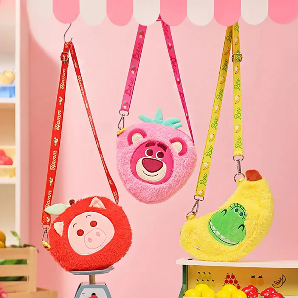 ديزني سوق الفاكهة Crossbody حقيبة قطيفة لطيف الفراولة الدب هام الخنزير ريكس ديناصور حقيبة التخزين حقيبة كتف هدية عيد ميلاد