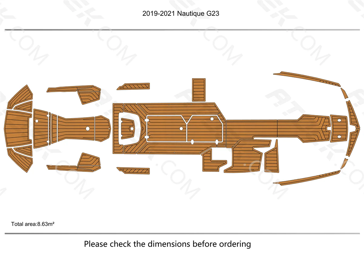 

2019-2021 Nautique G23 Cockpit Swimming platform1/4" 6mm EVA fAUX Water Ski Yacht Fishing Boat Non-slip mat floor