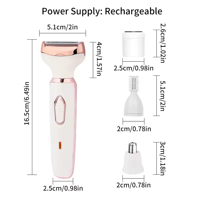 Portable Electric Hair Trimmer USB rechargeable 2-in-1 Mini painless Body shaver and Facial hair remover kit