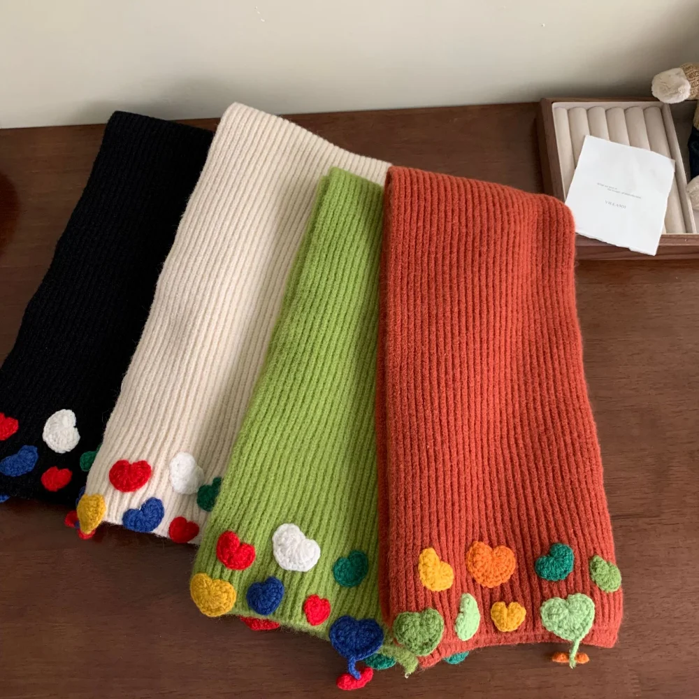 

Шарф ручной вязки, яркий шерстяной шарф, женский теплый шарф, теплый для студентов, зимняя повседневная одежда