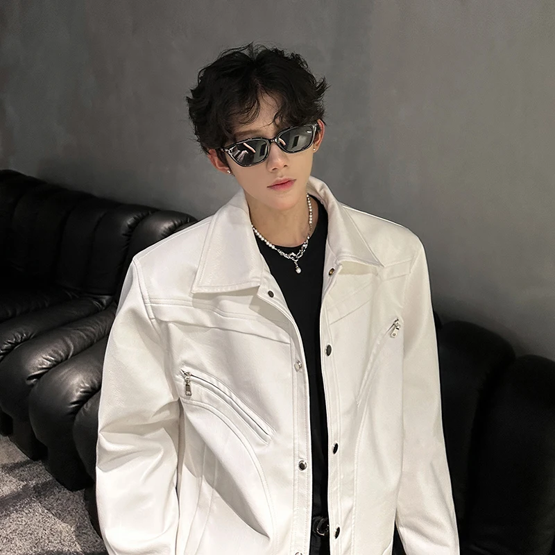 

Мужская осенняя куртка с подплечниками в мотоциклетном стиле, американский повседневный модный утепленный короткий пиджак из искусственной кожи, устойчивый к деформации