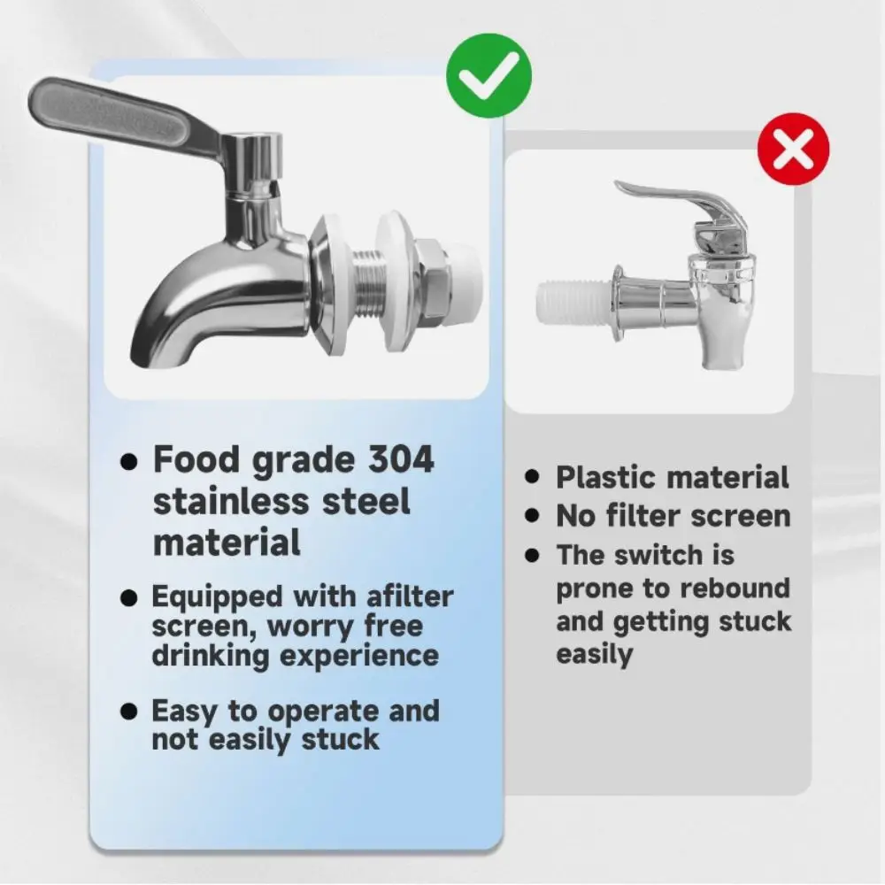 Stainless Steel Beverage Dispenser Spigot Replacement Smooth Flow Faucet Spigot Leakproof No Lead Water Dispenser Faucet Juice