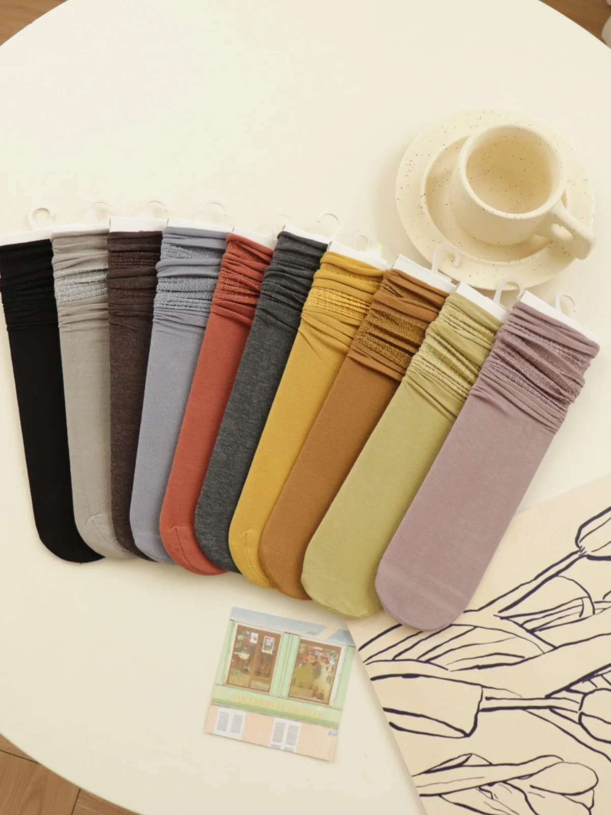 Summer Thin  Roll Mid-Calf Korean Style Chunky Socks Breathable Comfortable Versatile Women's Leg Socks Sport Function