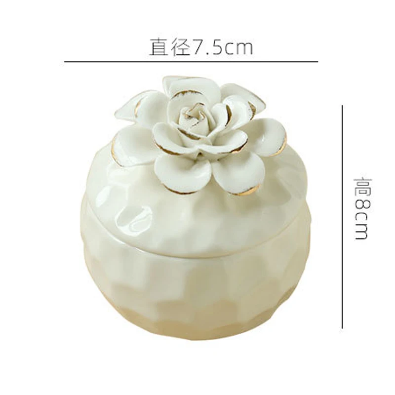 Nordic Jewelry Box Ceramic Hand-painted Painted Golden Flower Storage Tank Creative Favorite Gifts Home Decoration Ornaments