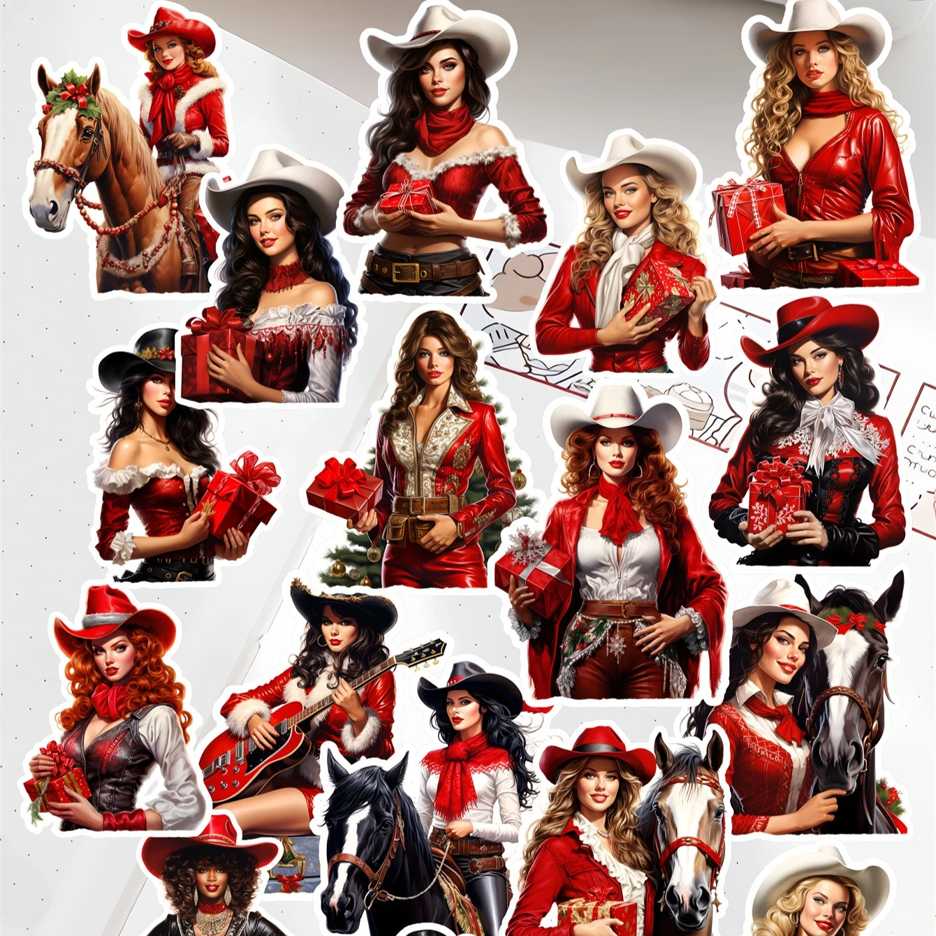 

20 шт., милые кавайные акварельные рождественские наклейки для ковбойской девушки, дневник, украшение для скрапбукинга, канцелярские принадлежности, сделай сам, велосипед, телефонная книга, журнал