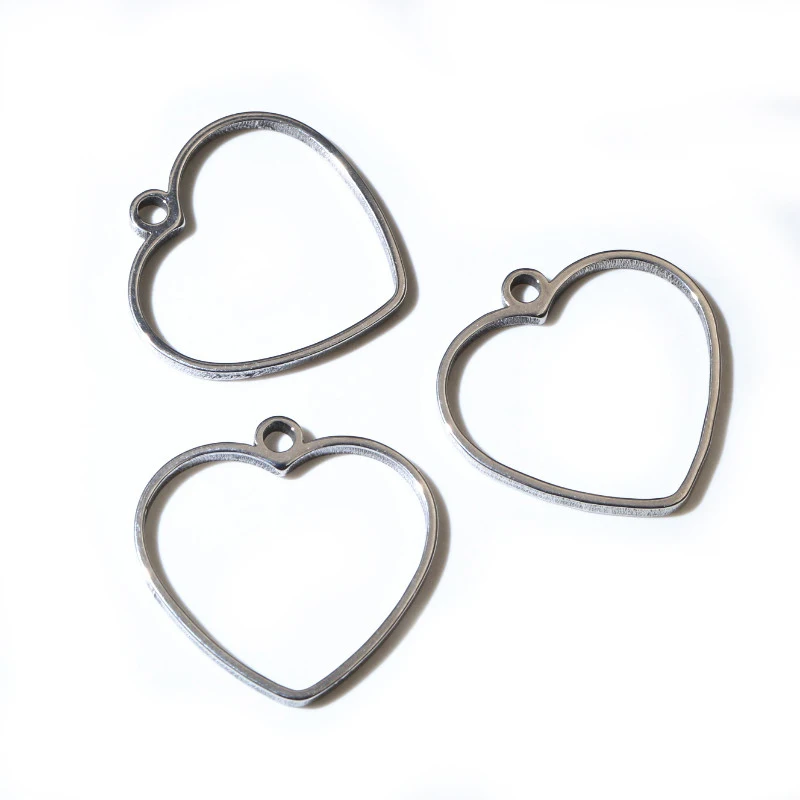 10 sztuk owalne okrągłe serce księżyc geometryczny kształt ramki ze stali nierdzewnej pierścienie do DIY Neckalce wisiorek Charms biżuteria zadatki — zdjęcie 7