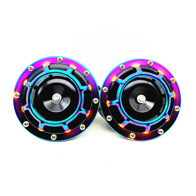 1 Pair Car Snail Horn Color Horn 12V Basin Type Horn Motorcycle Horn Modified Horn Auto Accessiores