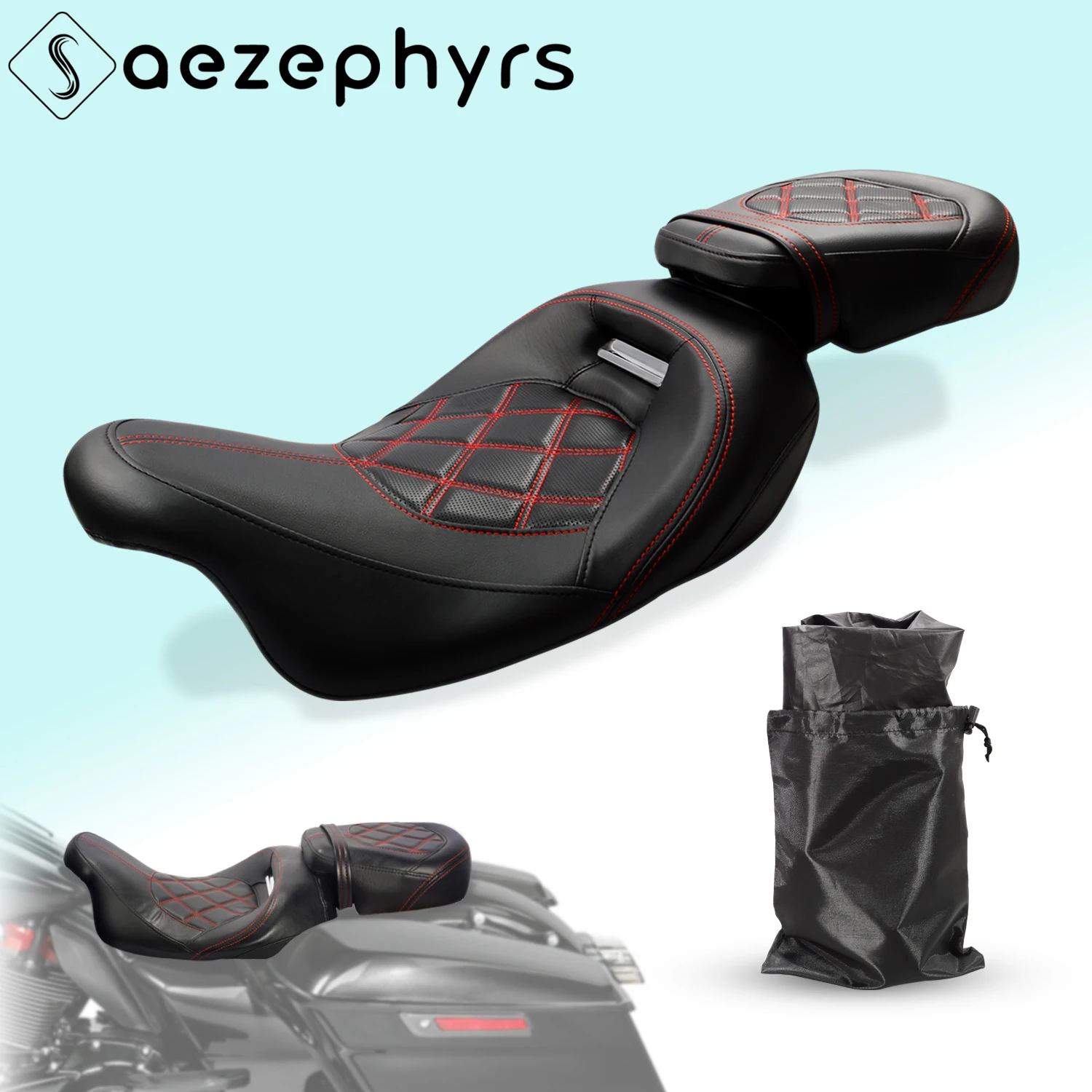 

Motorcycle Two-Up Seat Low-Profile Driver Passenger cushion For Harley Touring CVO Electra Street Glide FLTRUSE Road King FLHR