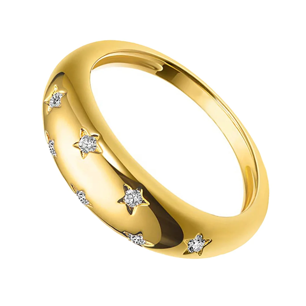 The Ring Star Zirconia Exquisite Geometry Wedding Golden Electroplated Decor Miss