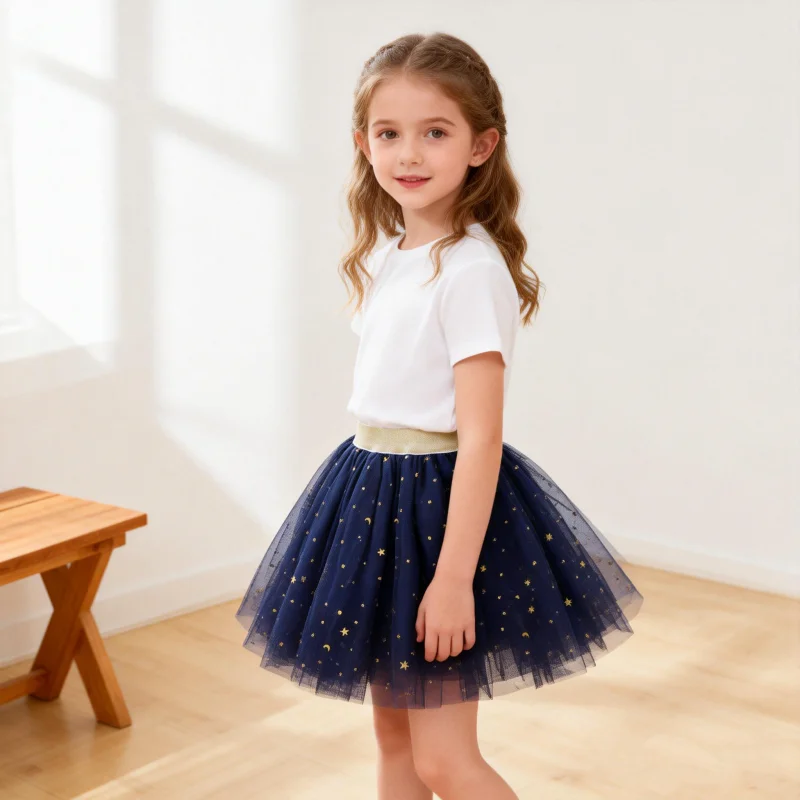 Jupes d'été pour filles, jupes tutu mini en dentelle pour bébé, étoiles, paillettes, danse, paillettes, fête d'anniversaire, jupe pour filles au-dessus du genou