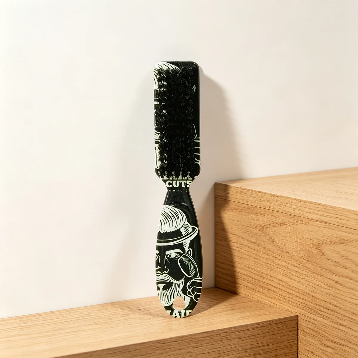 1pcs vintage Pattern Oil Brush, Cleaning Brush Edge Brush, Beard Brush Styling Brush, Special for Real Hair Wigs