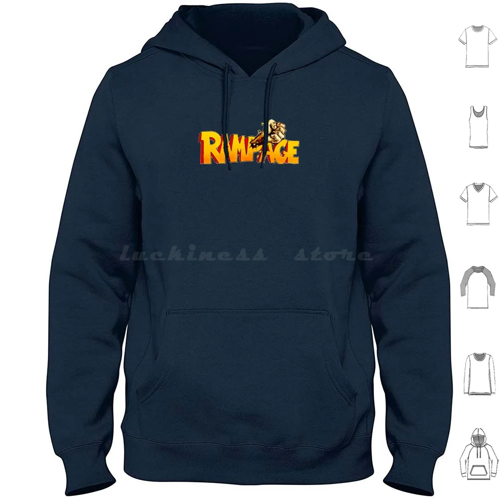 Monster Attack Series Popular Series 015 Hoodies Long Sleeve Monster Rampage Retro Gaming Arcade George Lizzie Ralph