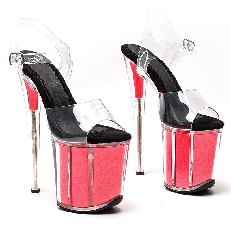 

Sexy Lady 20cm/ 8inches Sandals With Shiny PVC Starp Small Open Toe Platform High Heel Sandals Pole Dance Shoes 148