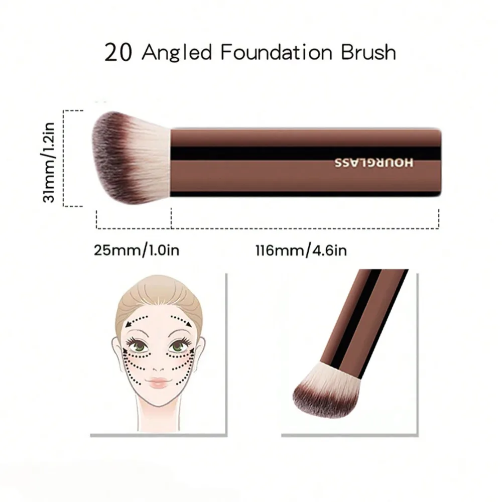 1PC Hourglass Makeup Brush- No.20 Vanish Seamless Finish Foundation Brush Soft Fiber Hair Fashion Design Single Face Brush