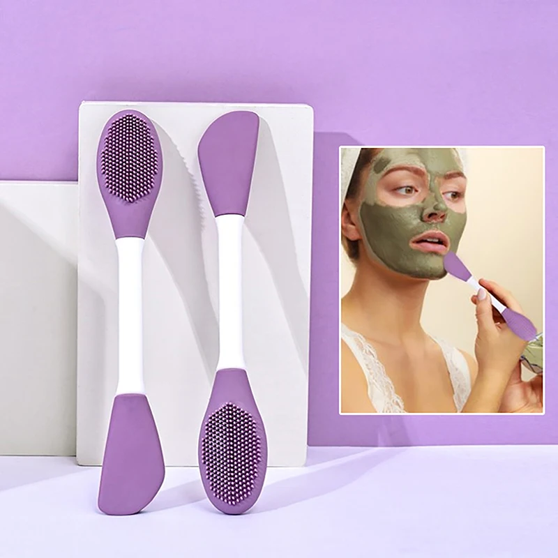 Cepillo de silicona de doble cabezal para mascarillas faciales, cepillos de limpieza y masaje facial, raspador de mascarillas de barro DIY, herramienta de cuidado facial, Dropshipping