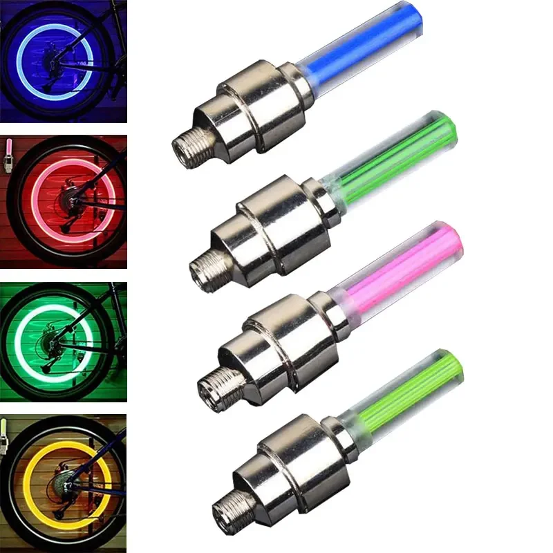 2Pcs Mountain bike valve light Bicycle LED Lights Car Motorcycle Tyre Tire Valve Caps Wheel spokes LED Light Bike Accessories