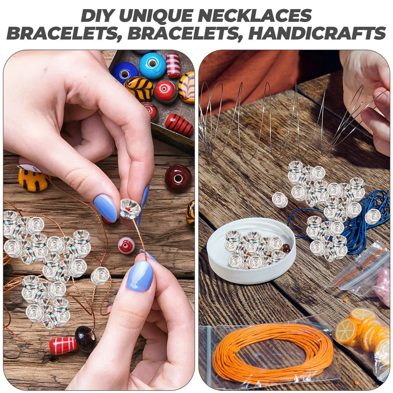 

200 Pcs Rhinestone Rondelle Beads Wheel Spacer Round 6mm AB Color DIY Jewelry Making Craft Supplies Loose Beads Handmade