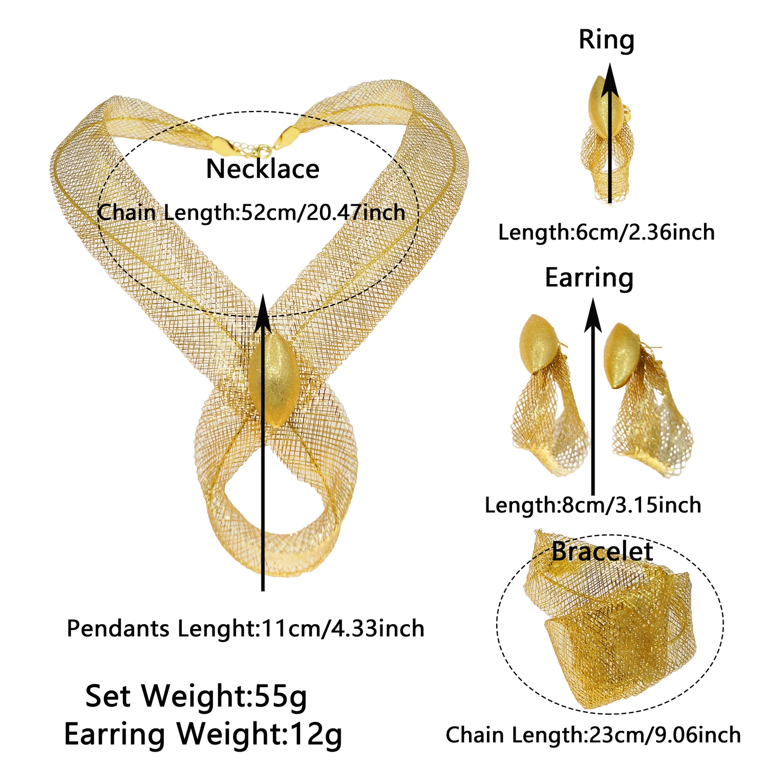 Fashion Gold Plated Jewelry Set Dubai African Choker Necklace Earrings Rings Wedding Bridal Jewellery Sets for Women New Arrival