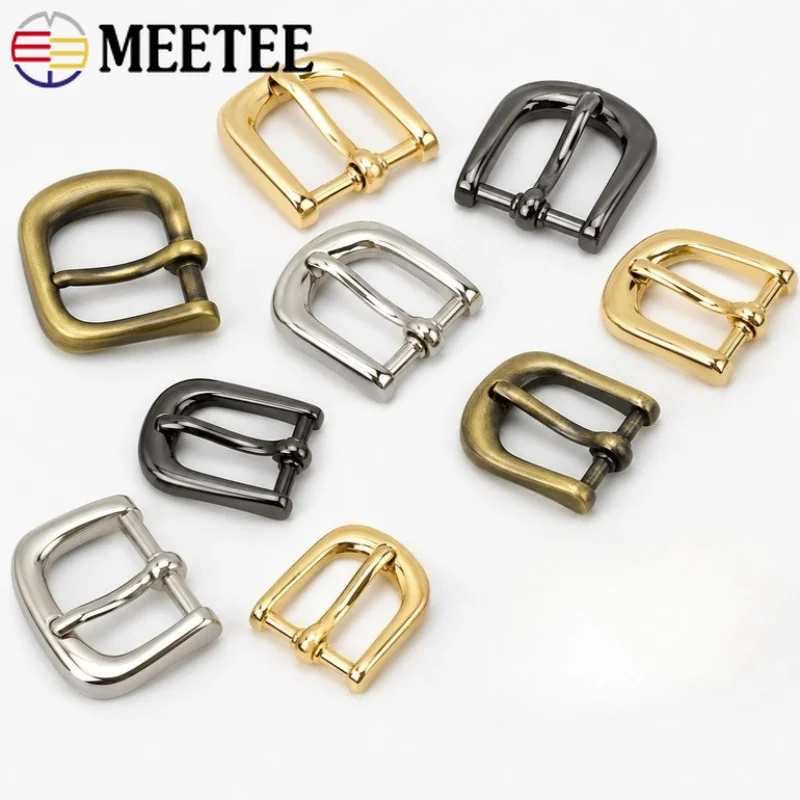 Meetee 4/10Pcs 11/15/20mm Zinc Alloy Pin Buckles for Handbag Shoe Strap Belt Webbing Slider Adjuster Leather DIY Repair Hardware