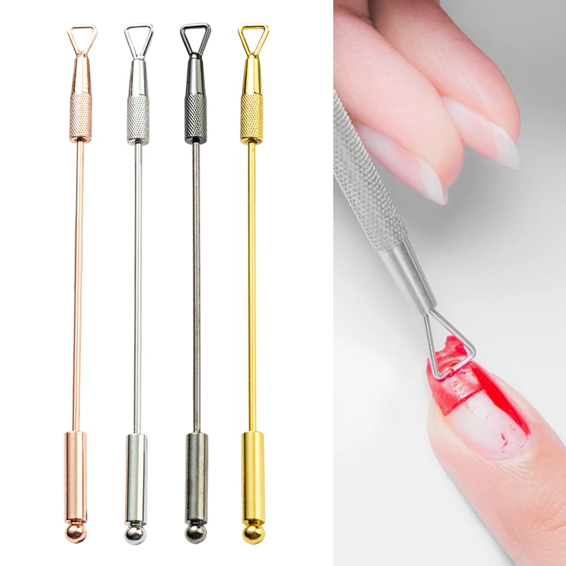 Poussoir à double tête en métal pour vernis à ongles, dissolvant de colle, fréquence des ongles, polissage de la peau, outils de manucure professionnels