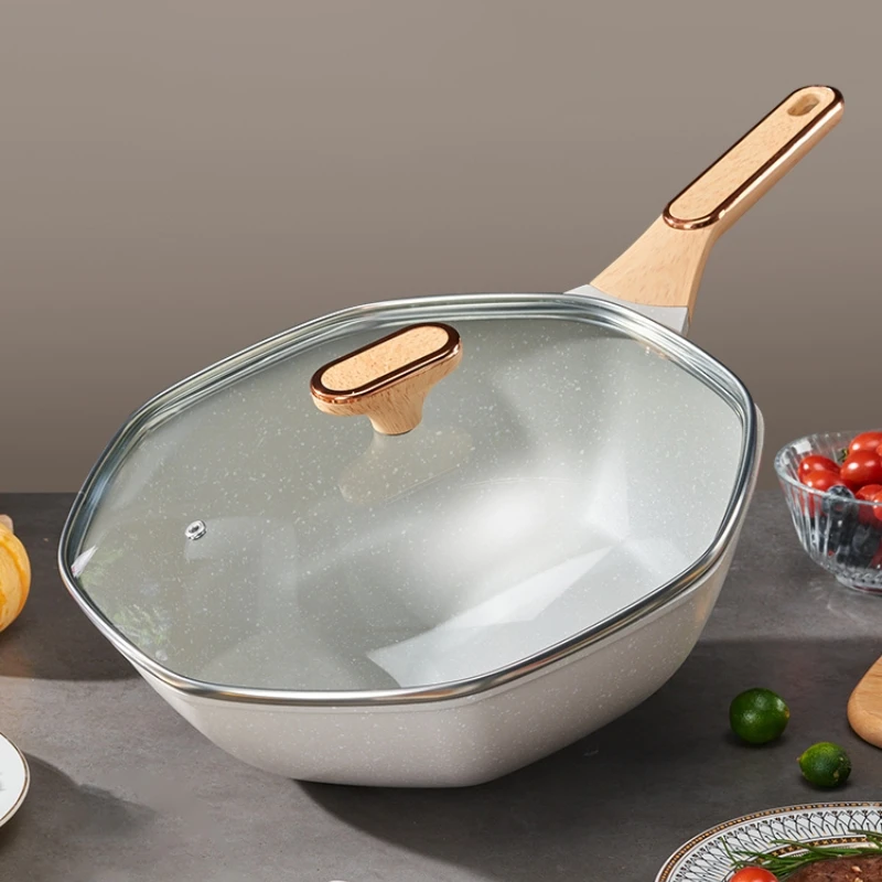 GIANXI Octagonal Wok Medical Stone Non-stick Frying Pan Induction Cooker Gas Stove Special Cooking Pots Cooking Utensils