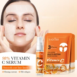 5pcs/set SADOER Peptide Vitamin C Freeze-Dried Face Serum Cheek Forehead Patch Firming Masks Sets Moisturizing Face Skin Care