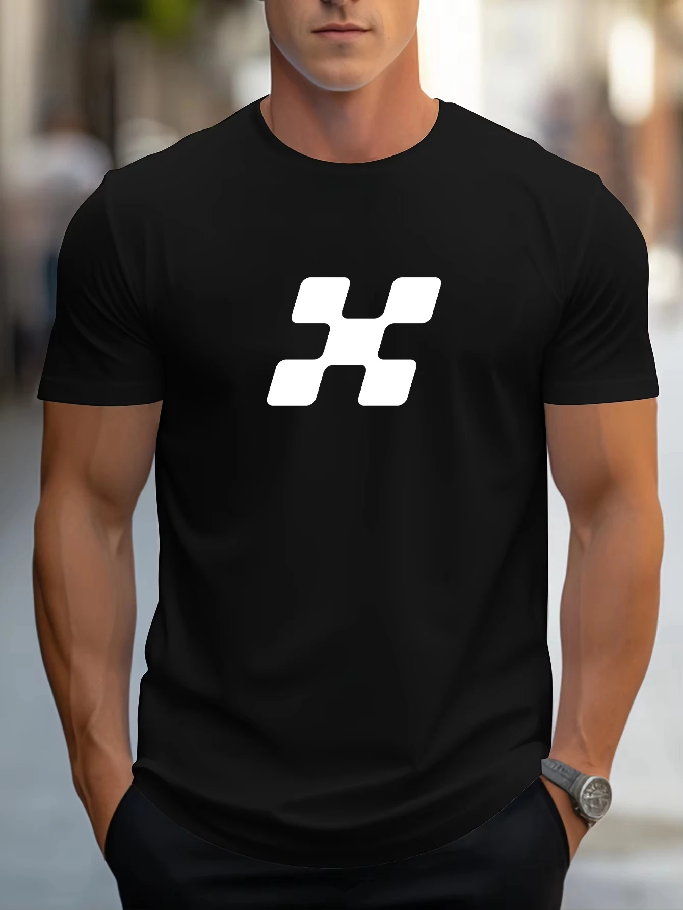 

Letter X Mosaic Simple Print Mens Tee Shirt Soft Breathable T Shirts All-Match Cotton Sportswear Oversize Fashion Clothes