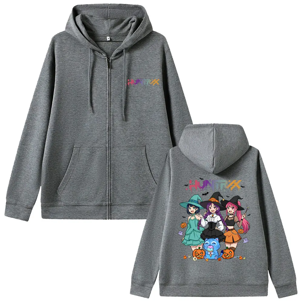 Kpop شيطان الصيادين رومي ميرا زوي ديربي النمر قلنسوة بسحاب الرجال النساء عيد الميلاد هالوين زمم هوديس الذكور سترة عادية معطف