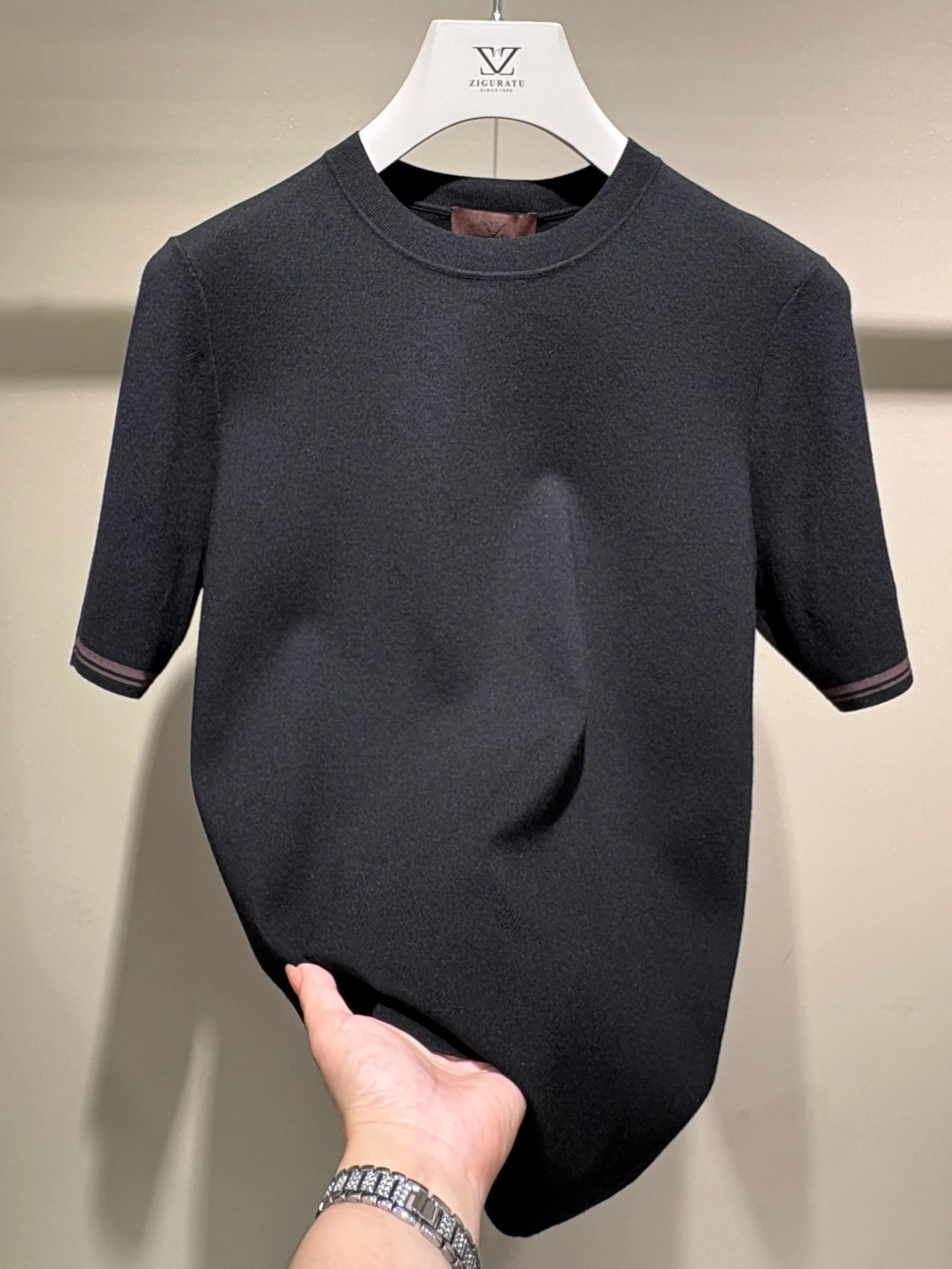 

Fall Winter Men's New round Ne Knitted ort Sve Faion High End Casual European Sle Haome Versatile Lightweight L...