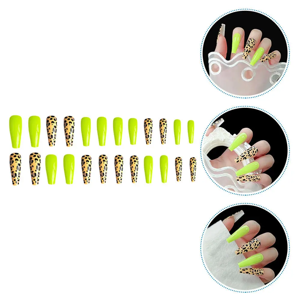 

24Pcs Fluorescent False Nails for Women Extra Long Strong Plastic Fake Nails for Daily Wear Night Club Christmas