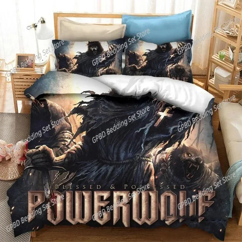 

3D Printed Powerwolf Bedding Set 3D Printed Suitable for Bedroom Duvet Cover Set With Pillowcases Kids Home Textile