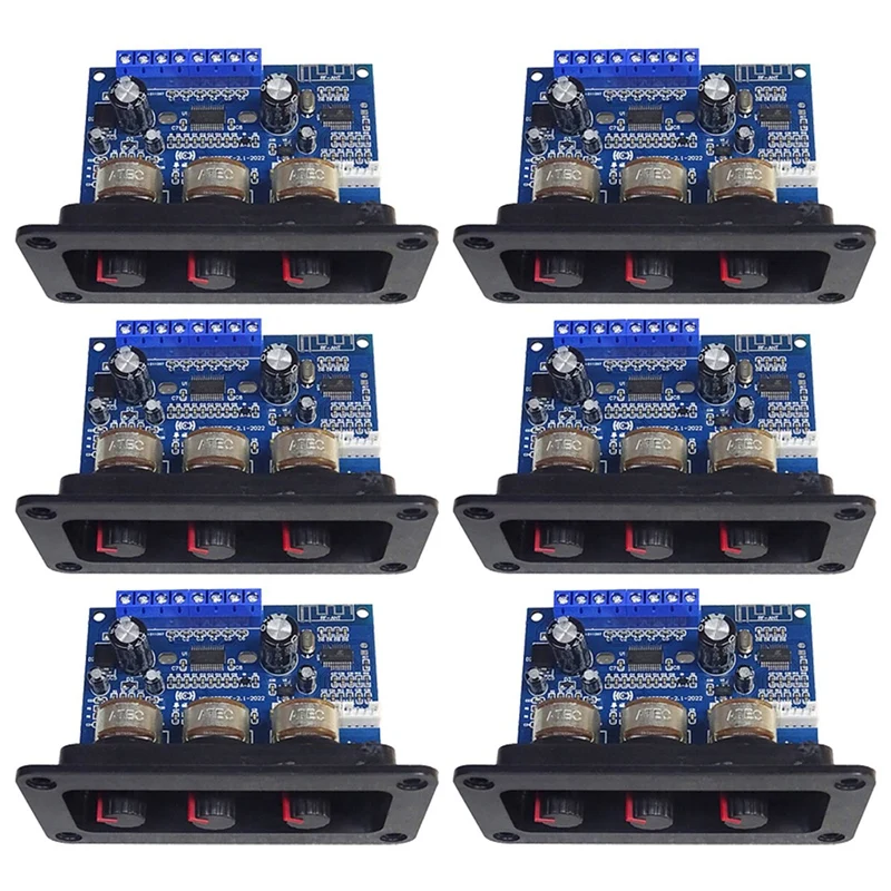 

6X 2.1 Channel Digital Power Amplifier Board 2X25W+50W Bluetooth 5.0 Subwoofer Class D Audio Amplifier Board DC 12-20V