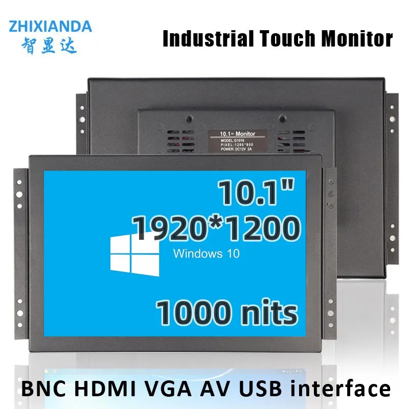 

ZHIXIANDA 10.1 Inch 1920*1200 Industrial Open Frame PCAP Touch Screen Monitor 1000 Nits Outdoor Use With BNC AV HDMI VGA USB