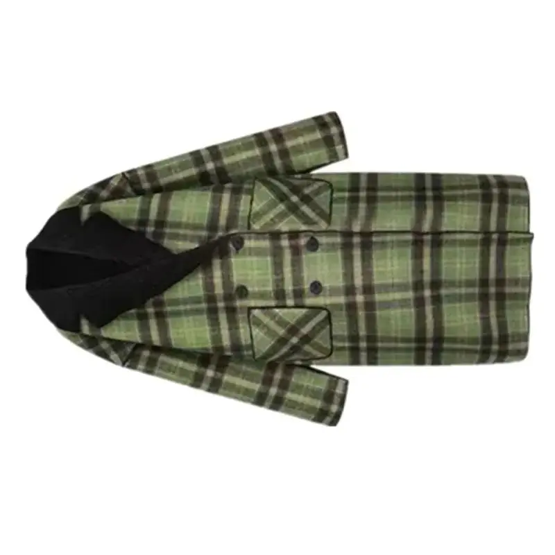 

Fat mm Retro Senior Sense Positive and Negative Two Wear Green Plaid Woolen Coat Female 2025 Autumn and Winter Long Woolen Coat