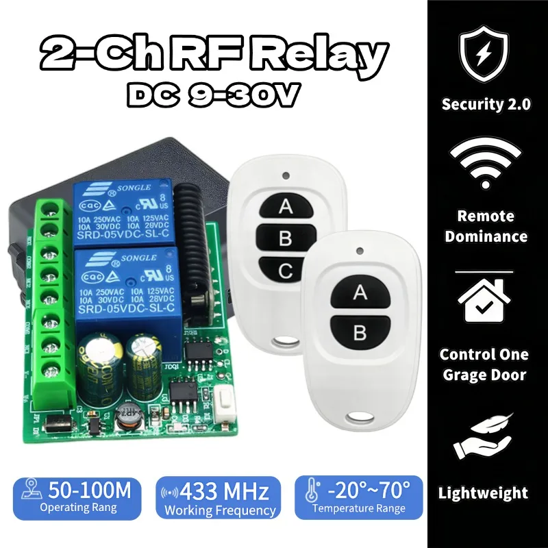 12V 24V 433Mhz RF Actuator Motor Controller, 2CH Receiver Module Switch 2CH Transmitter For LED Door Electromagnetic Lock